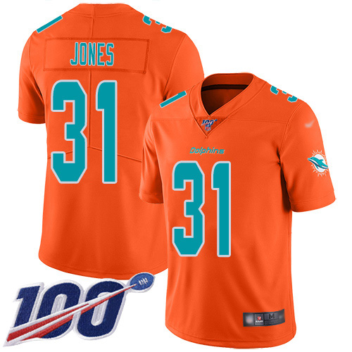 Nike Miami Dolphins #31 Byron Jones Orange Youth Stitched NFL Limited Inverted Legend 100th Season Jersey->youth nfl jersey->Youth Jersey